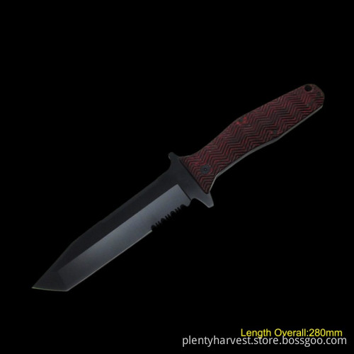 Fixed-Blade Knife with Wooden Handle (#3637)